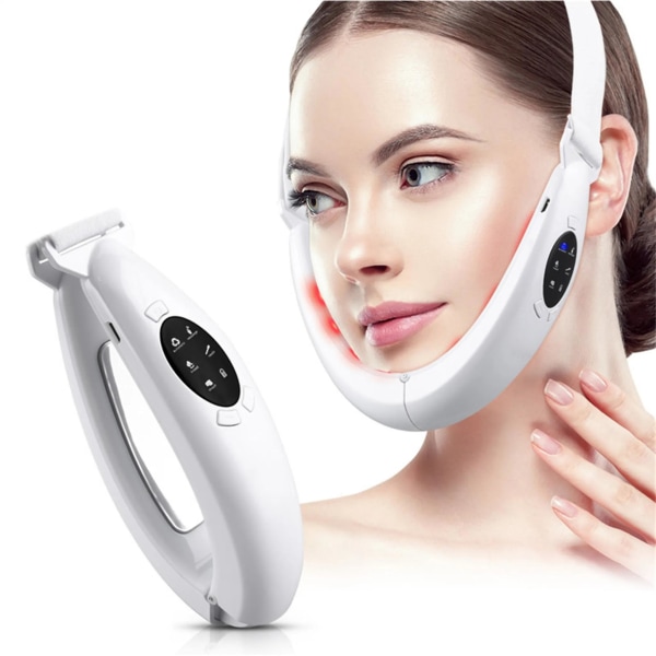 Ansiktslyftningsapparat Massager Mikroström V-formad Ansiktsvibrationsmassager Dubbelhaka Minska Ansiktslyftning(vit)-9-26