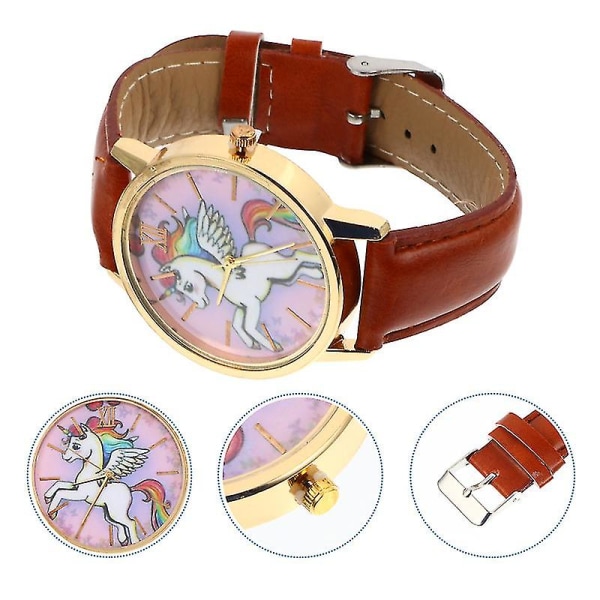 Färgglad Pegasus Unicorn Cartoon Quartz Klocka Mode Barnklocka