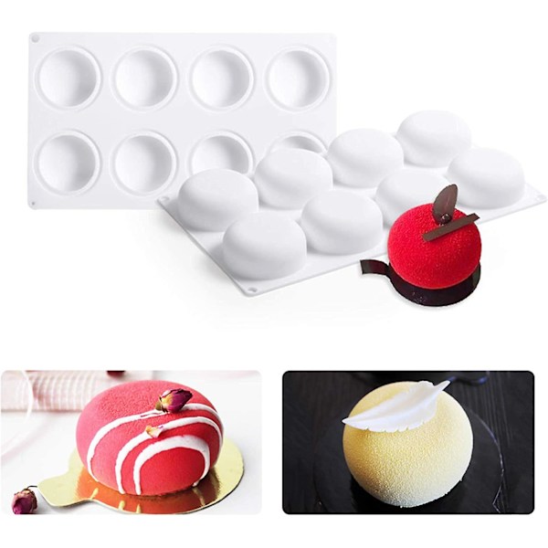 Silikone Kageform Til Bagning 8 Huller 3D Sten Rund Form Silikone Mousse Kage Pop Form, Non-Stick Slik Chokolade Gele Bageform Bakke, Konditori Ost