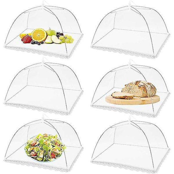 (6-pack) Pop-up utomhus Picknick Mesh Matskydd Tält Paraply för utomhus och camping Mat Cover Håll ute flugor Myggor Idealisk