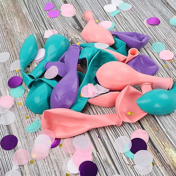 Andra Dekorationer för Trädgården 60st Enhörning Sjöjungfru Ballonger med Latex Konfettiballonger, Ljusrosa Lila Blå Ballonger och Band för Födelsedagsfest