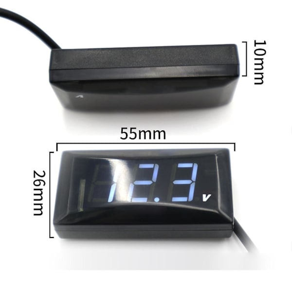 12V Digital LED-display Voltmeter Spänningsmätare Panelmätare Motorcykel Bil Yo（Röd）