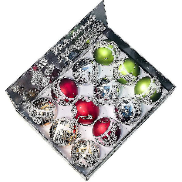 Ensemble Dornements De Boules De Noel, Boules De Noel Dekoration Xmas Pendentifs Darbre Cadeaux (12st, 8cm)