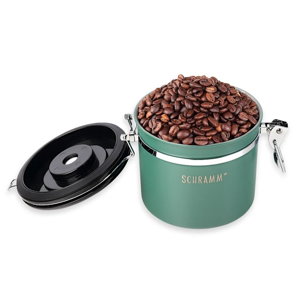Schramm® kaffeburk 1200 ml i 10 färger med doseringssked Höjd: 12cm Kaffeburkar Kaffeburk av rostfritt stål, färg: grön