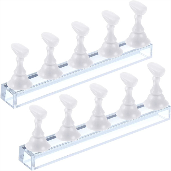 2 Set Akryl Nagelvisningsställ Nageltipsövningshållare Magnetiskt Nagelövningsställ Fingernagel DIY Nagelkonstställ För Falska Nageltips Manikyrverktyg