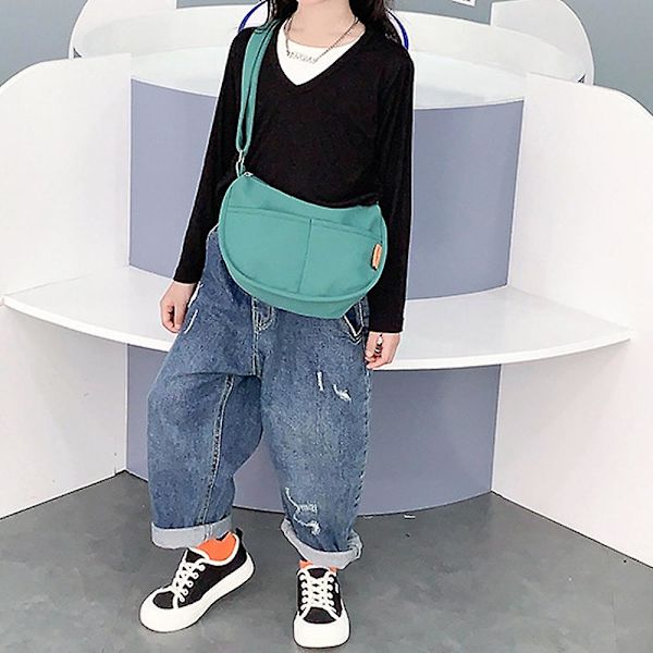 Flickor Messenger Bag Casual Liten Frisk Och Enkel Barn En-axlad Dumpling Baggrön