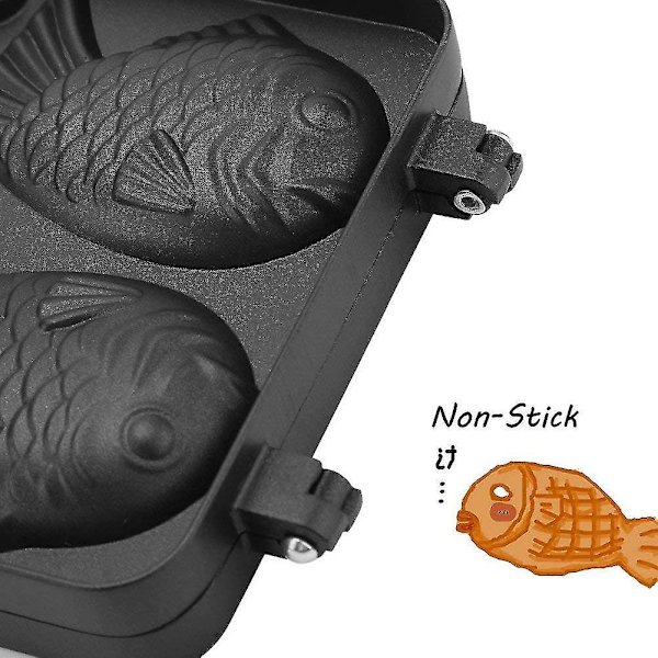 Japansk Taiyaki-våffelmaskin, fiskvåffla, non-stick för med rostfritt stål bakplåt 2 sidor