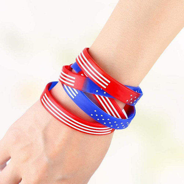 20 stk Silikon Sports Armbånd Amerikansk Flagg Gummi Armbånd Mote Sports Armbånd Unisex Voksne USA Flagg Mønster Armbånd Håndringer