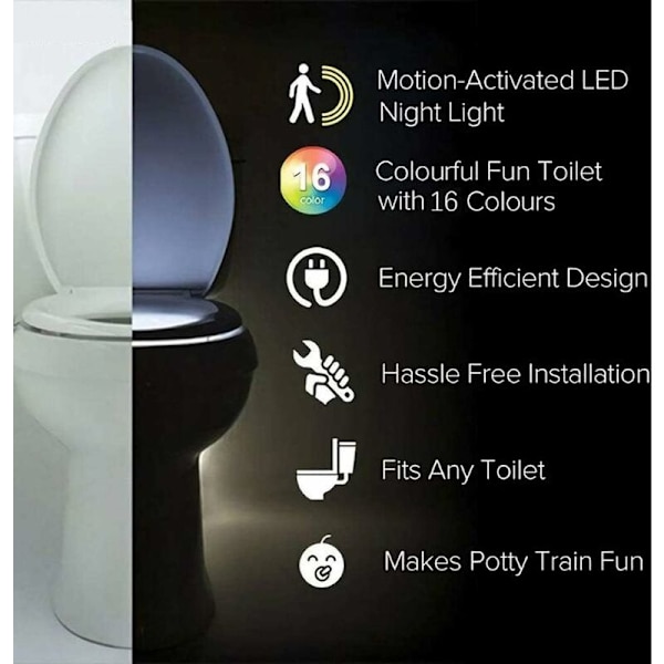 Liikkuva WC-istuimen yövalo 16 väriä Taustavalo USB-ladattava Taustavalo LED-WC-kulhoon WC-valo