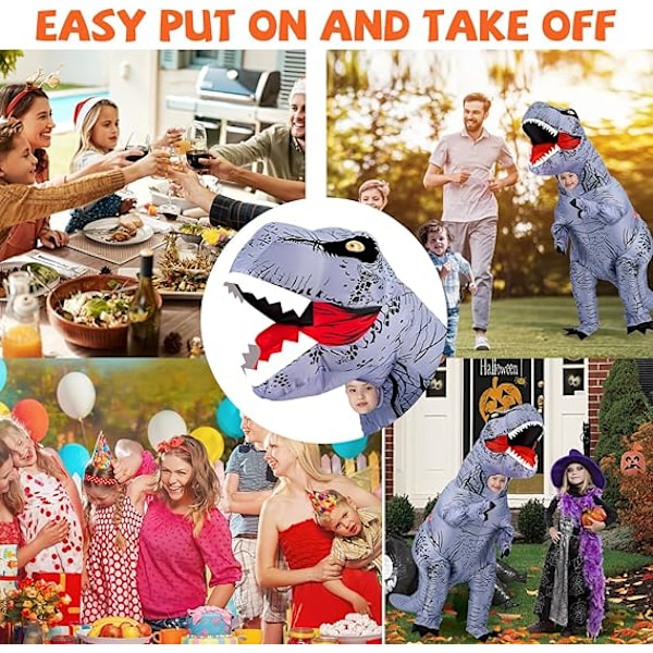 Lasten ja aikuisten dinosaurusten ilmapuku roolileikkiasu Tyrannosaurus Rex Anime Cartoon Party-asu Halloween-asu Violetti-Lapsi 120-140cm