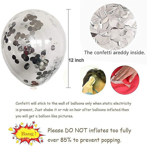 50 stycken ballonger. Marinblå ballonger Silver Vita Ballonger Silver Konfetti Ballonger Matellic Latex Ballonger Helium Ballonger För Bröllop Flickor Barn