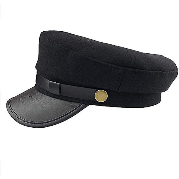 Förarhatt, förarhatt, klassisk brittisk flat top fiskehatt, retro newsboy hatt svart