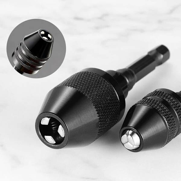 Vinkelskäfteborrbitadapter Mini-borrchuck Snabbkopplingsslagnyckeladapter Mikroelektrisk motorchuck 1 st svart 0,3-6,5 mm (platt skaft)