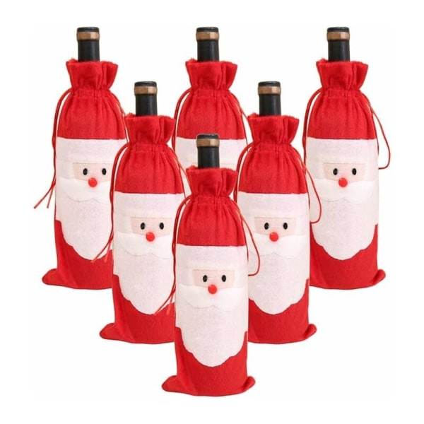Lærredsvinposer 6 x juleemballage Snørevinposer Bryllupsgavegavepose Vinflaskegavepose Bryllupsfest Julerødvinsflaske