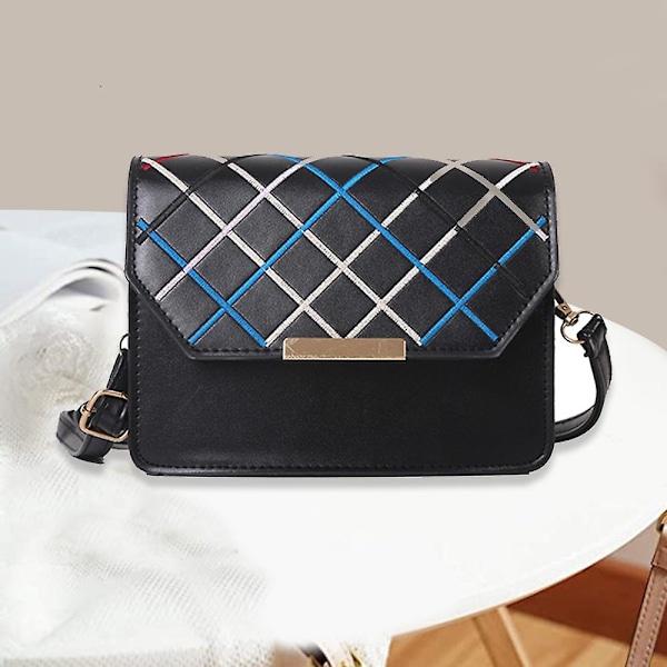 Crossbody-väskor för kvinnor Läderhandväska med justerbar rem Axelväskor svart