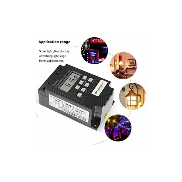 1x TM616 Relæafbryderprogrammer 12V Ugentlig Digital Timer med LCD Digital Display - Hvid