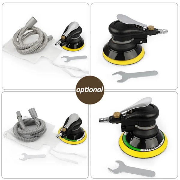 6 tums luftslipmaskin för kraftig slumpmässig omloppsbana Heavy Duty pneumatisk handhållen slipmaskin med slang och påse Polering Slipning Slipning för automatisk metall trävax metallarbete