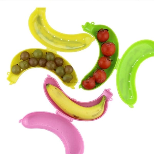 3-pack bananlåda skyddande låda behållare utomhus resebanan förvaringslåda barn utomhus lunch söt frukt förvaringslåda stativ