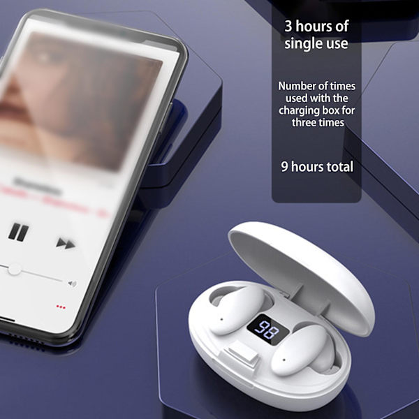 Trådlösa Bluetooth-hörlurar Stereo Touch Tws In-ear Superlång batteritid Vit