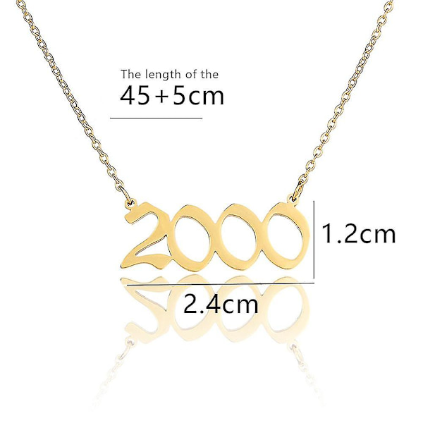 Halsband med födelseår, 18k guldpläterat halsband med födelseår, smycke - 26 (2000)