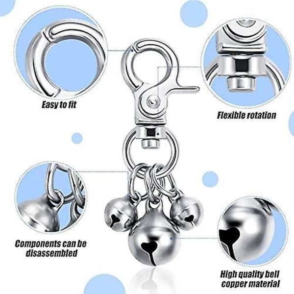 6 delar Pet Bell Collar Loud Dog Bell Collar Charm Dog Three Bell hänge (silver)