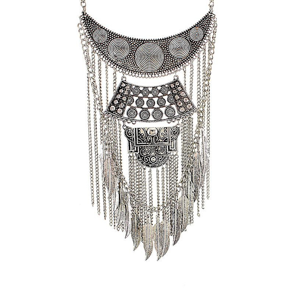 Halsband med choker-hänge, långt choker-halsband, personligt bohemiskt smycke för kvinnor