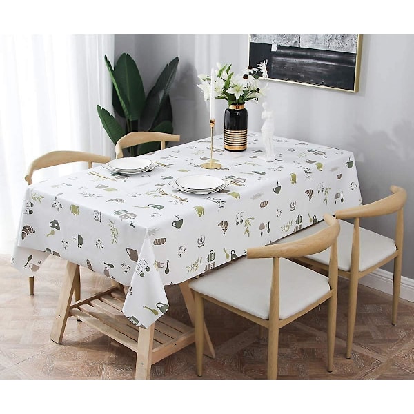Tung vinyl duk för köksbord, avtorkbar PVC duk, rektangulär duk, 140*200 cm