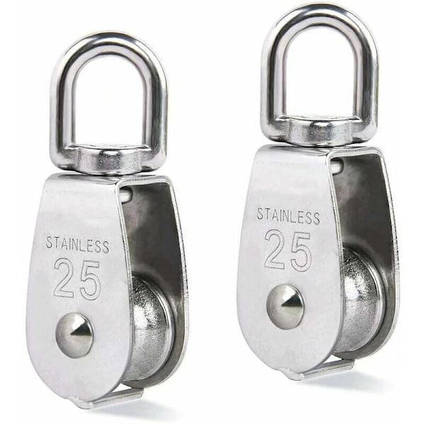 Repskivehjul Lyftblock M25 304 Rostfritt Stål Enstaka Repskiva 2-pack