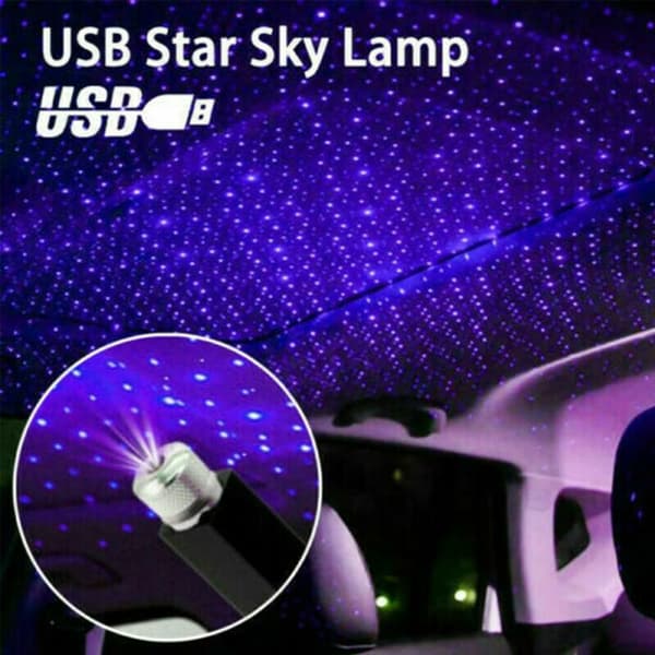 USB Atmosph??Re Lamp Interior Ambient Star LED Projector Starry Sky Universal Blue+Purple