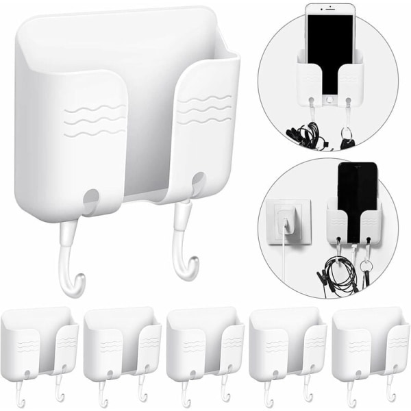 Matkapuhelimen seinäteline Storage Manager itseliimautuva matkapuhelimen pidike ja teline Monitoiminen kaukosäädin, seinäteline 6 pakkaus (valkoinen)