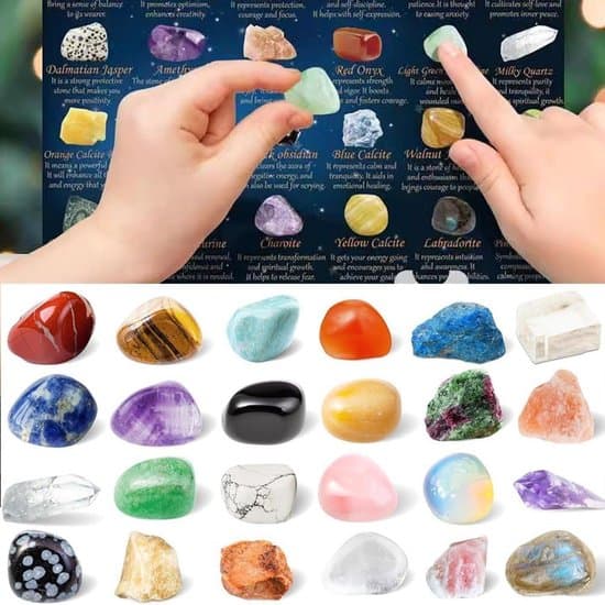 24-dagars julkalender med kristaller - Presentförpackning för mineralsamlare vit XXS