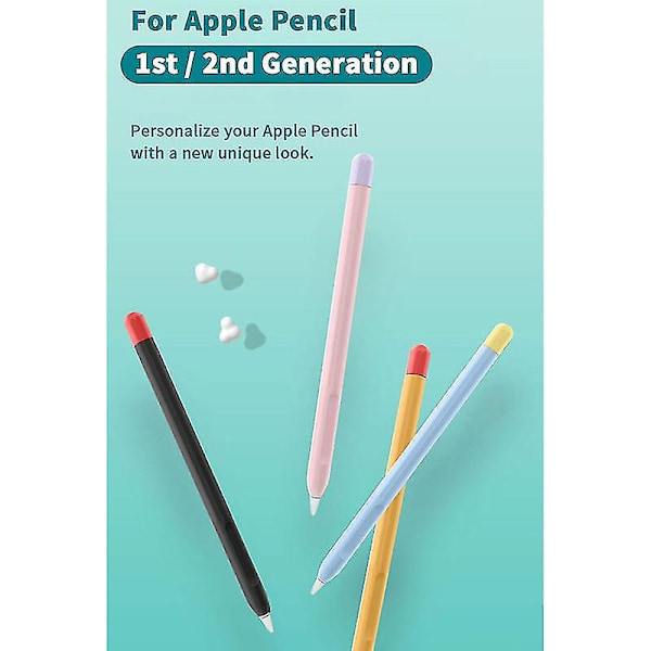 Stylusfodral i silikon för Apple Pencil 1 & 2 - Färgmatchande, Skyddande, Halksäker, Anti-fall, iPad-pennfodral - 26-1 (Lila)