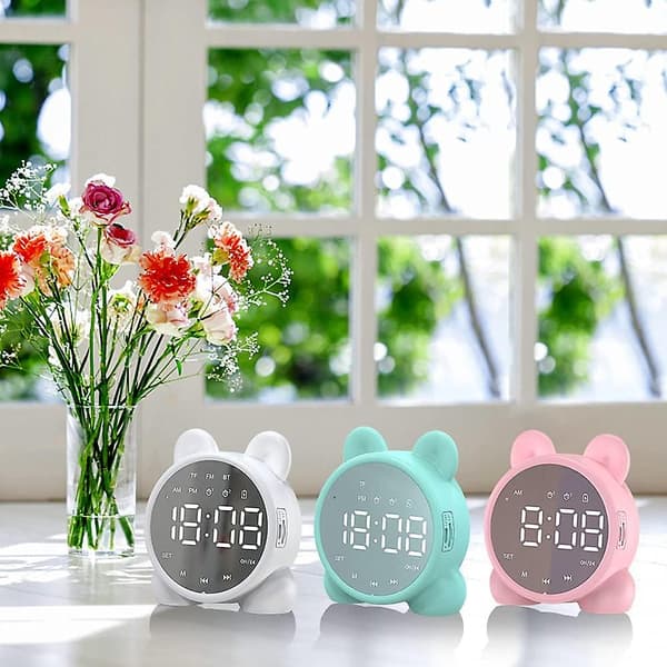 Digital väckarklocka, Bluetooth-högtalare, väckarklocka stereo LED-skärm Bluetooth hem barn väckarklocka