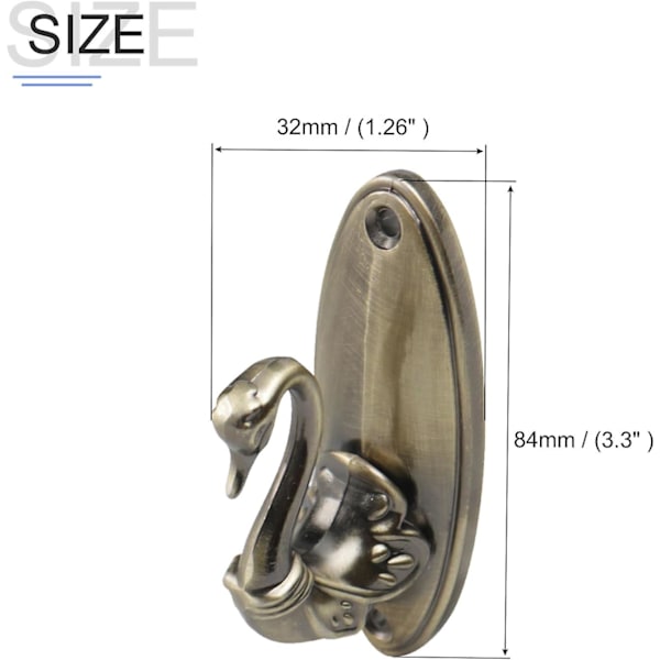 Gardinstångskrokar (84mm/3,3in) 2st, Väggmonterad tofsbygel i zinklegering, Brons