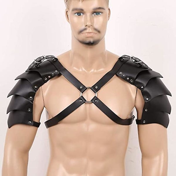 Axelskydd Läder Bröstrem Justerbar Riddare Cosplay Kostym Klubbkläder
