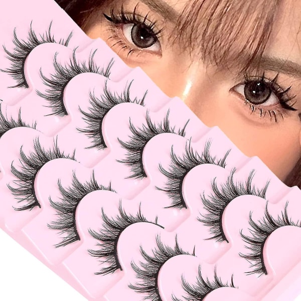 Manga Lashes Natural Look Anime Fransar Mink Wispy Fluffy Spiky 3d Volume Eyelashes Pack Koreanska Japanska Asiatiska Cosplay Fake Eyelashes Look Like Indivi