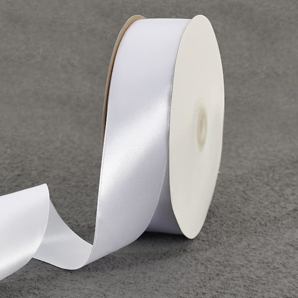 1-1/2 tum (40 mm) x 100 yards Vit Bred Satinband Solid Tygband för Presentinslagning Stolsband Alla hjärtans dag Bröllop Födelsedagsfest Dekoration