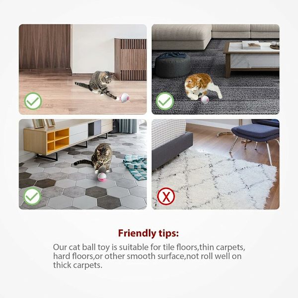 Interaktiv kattleksak 360 graders roterande elektrisk kattboll med LED-ljus USB-laddning kattspel inomhus vit hund och kattungeleksak