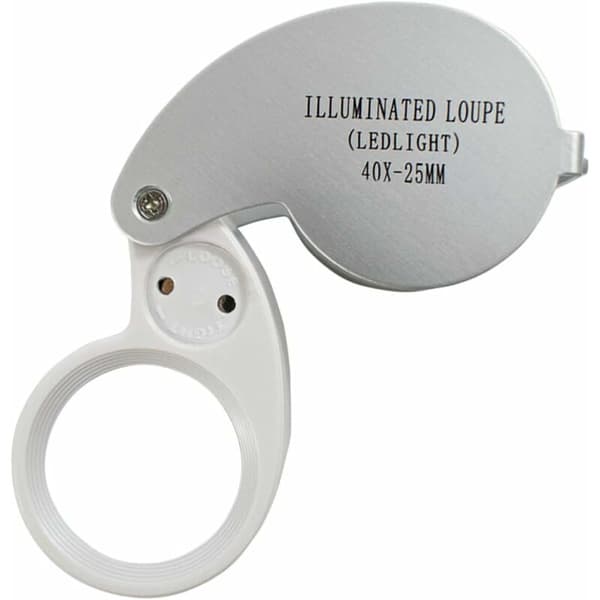40 x 25 mm forstørrelsesglas med LED-lys til juvelerer (sølv)