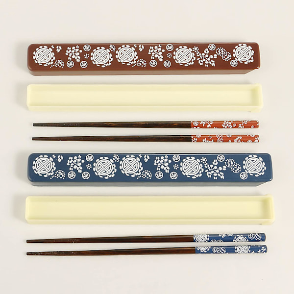 2 par ätpinnar Bärbara ätpinnar Set Med Fodral Återanvändbara Naturliga Trä ätpinnar Japansk Stil Miljövänlig