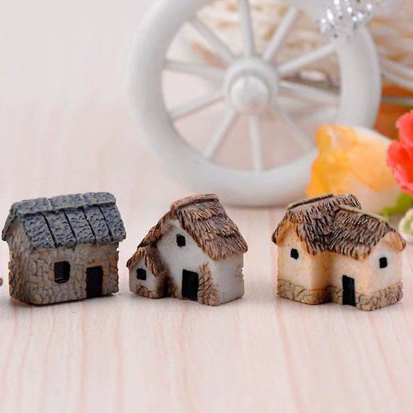 4 st miniatyrträdgårdslandskap mikrobyhus miniatyrhus halmhyddor DIY slumpmässig färg