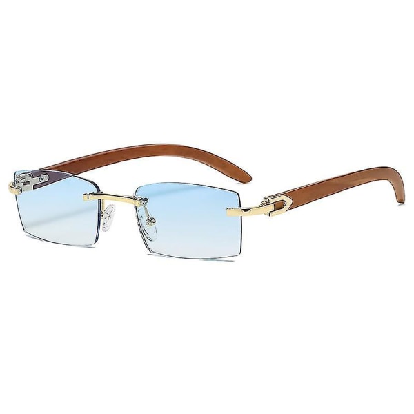 Wekity Rimless Rektangulära Solglasögon Tonade Ramlösa Glasögon Vintage Transparent Rektangulära Glasögon För Män