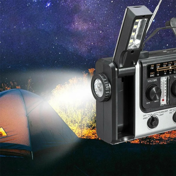 Ny solar radio handvev radio FM AM uppladdningsbar generator radio nöd LED-ljus