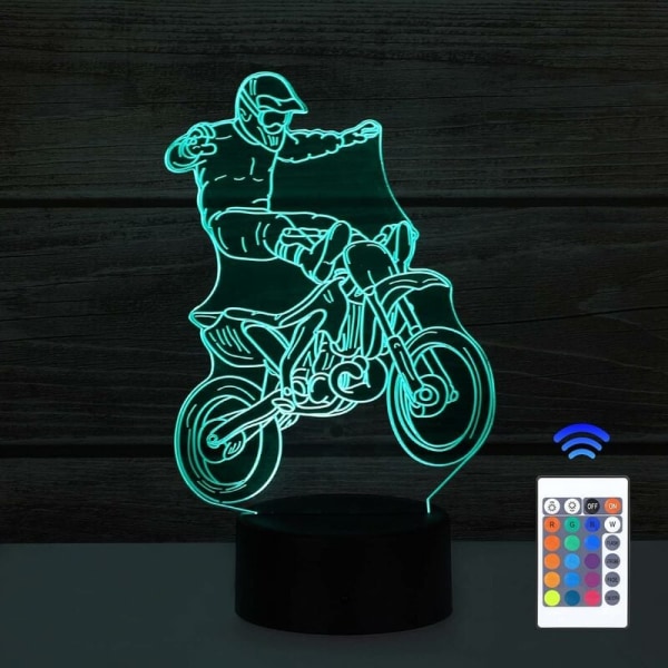 3D-lampe 16 farver LED-nattelys 3D-dekoration soveværelseslampe 3D-lampe illusion Valentinsdag fødselsdag julegave motorcykel