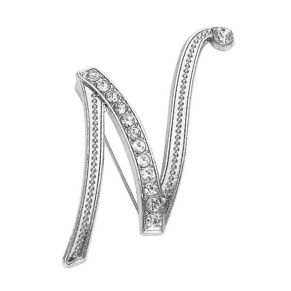 5-pack broschnål med initialbokstav för kvinnor flickor bokstäver modebroscher kragnålar silver