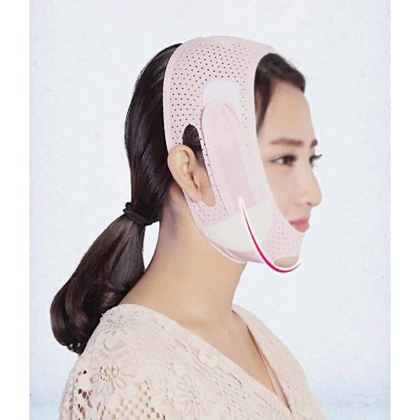 Bandage Lifting Firming Small V Face Paste Embedding Double Chin Decree Pattern Men And Women Sleeping Mask Pink