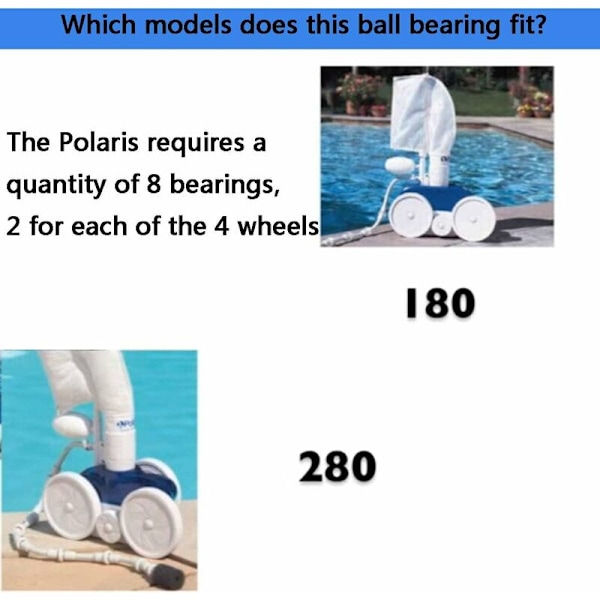 C60 Pool Bearing Replacement Wheel for Polaris 280/180 Pool Cleaner, 8 Pack C-60 C60 Bearing Pressure Pool Cleaner