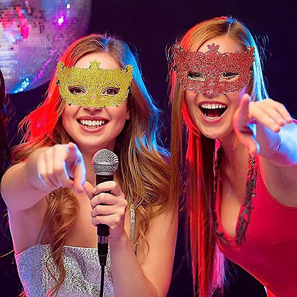 4-pack venetianska masker, maskeradmasker, karnevalsfestmasker, glittrande festmasker