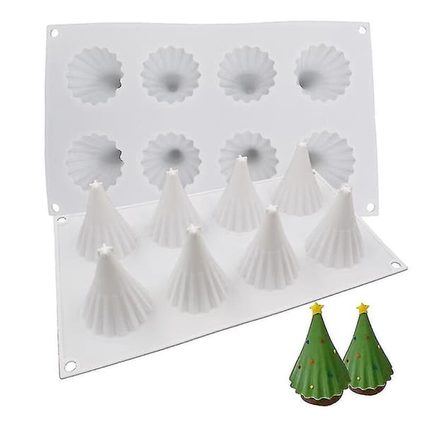 8-håls julgransformad silikonkakform kakor 3D-bakverktyg