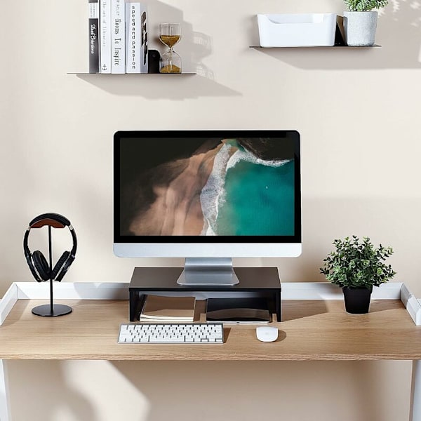 Träskärmhöjare Monitorstativ Laptopstativ PC TV Hemmakontor 40 x 30 x 9,6 cm Färg Svart